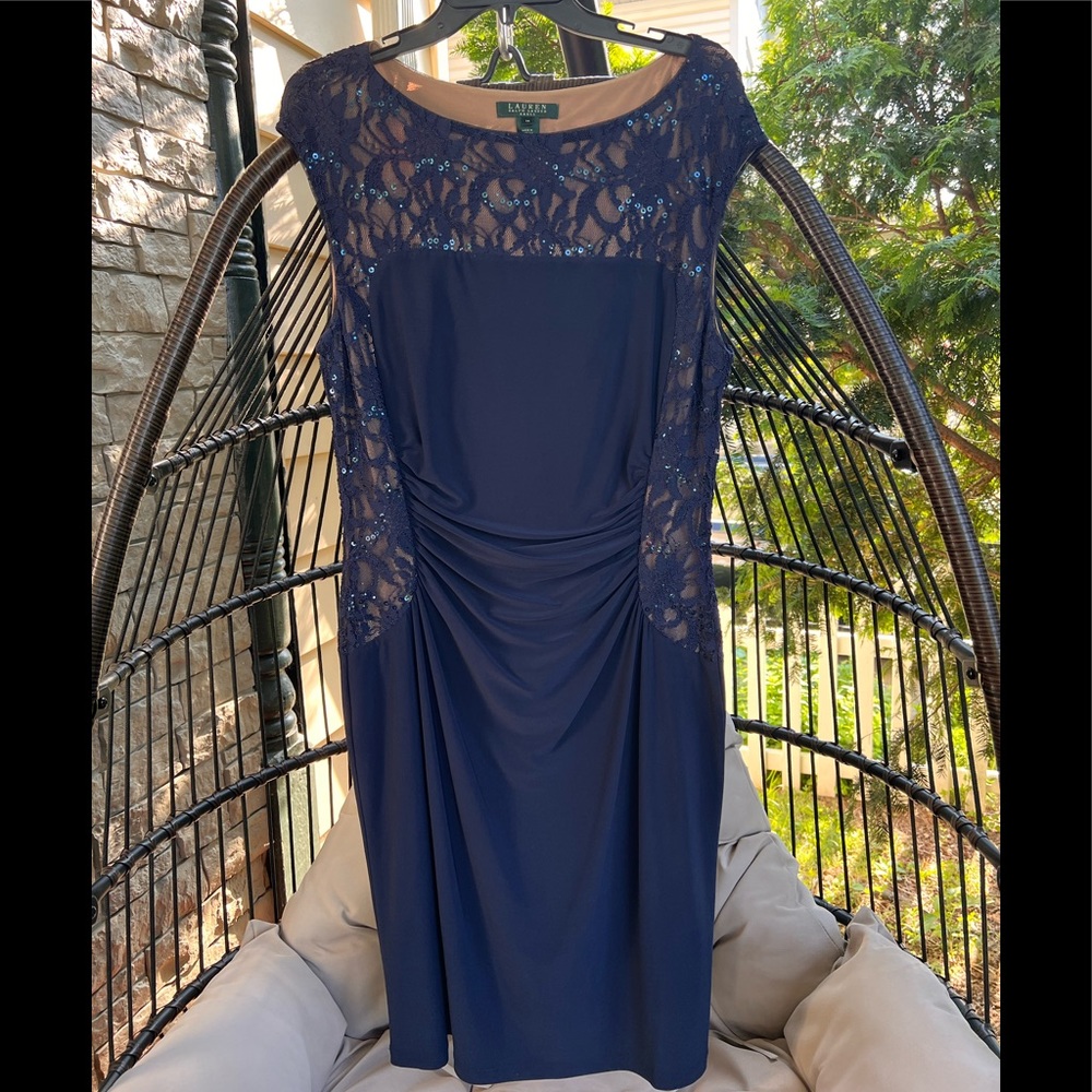 RALPH LAUREN NAVY SLEEVELESS DRESS
